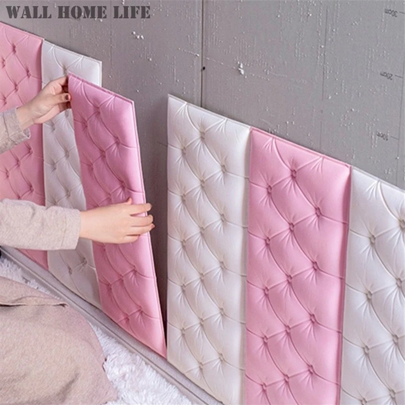 3D DIY Wall Stickers Wallpaper Self-adhesive Thicken Tatami Anti-collision Wall Mat Pad Kids Bedroom Waterproof Anti-mold