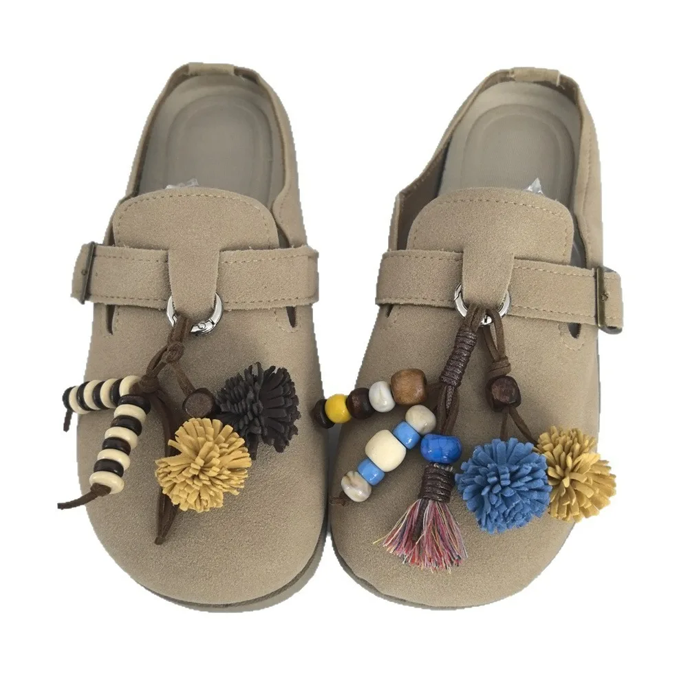 Detachable Shoe Charms Flower Pine Cone Pom Pom Tassel Wood Bead Kangaroo Decorations shoe lace charms for sneakers