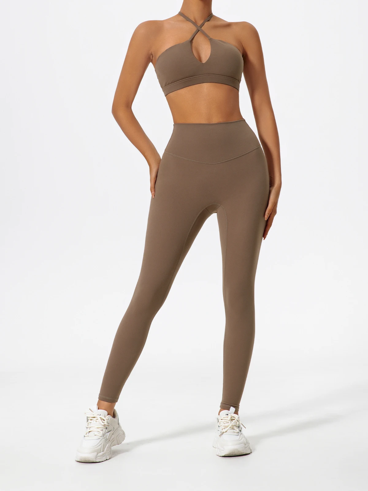 Neues Sommer-Zweiteiler-Sportset für Damen, Yoga-Kleidung mit überkreuztem Oberteil, Sport-Bandeau-BH, Sportoutfit für Frauen – Detail 21
