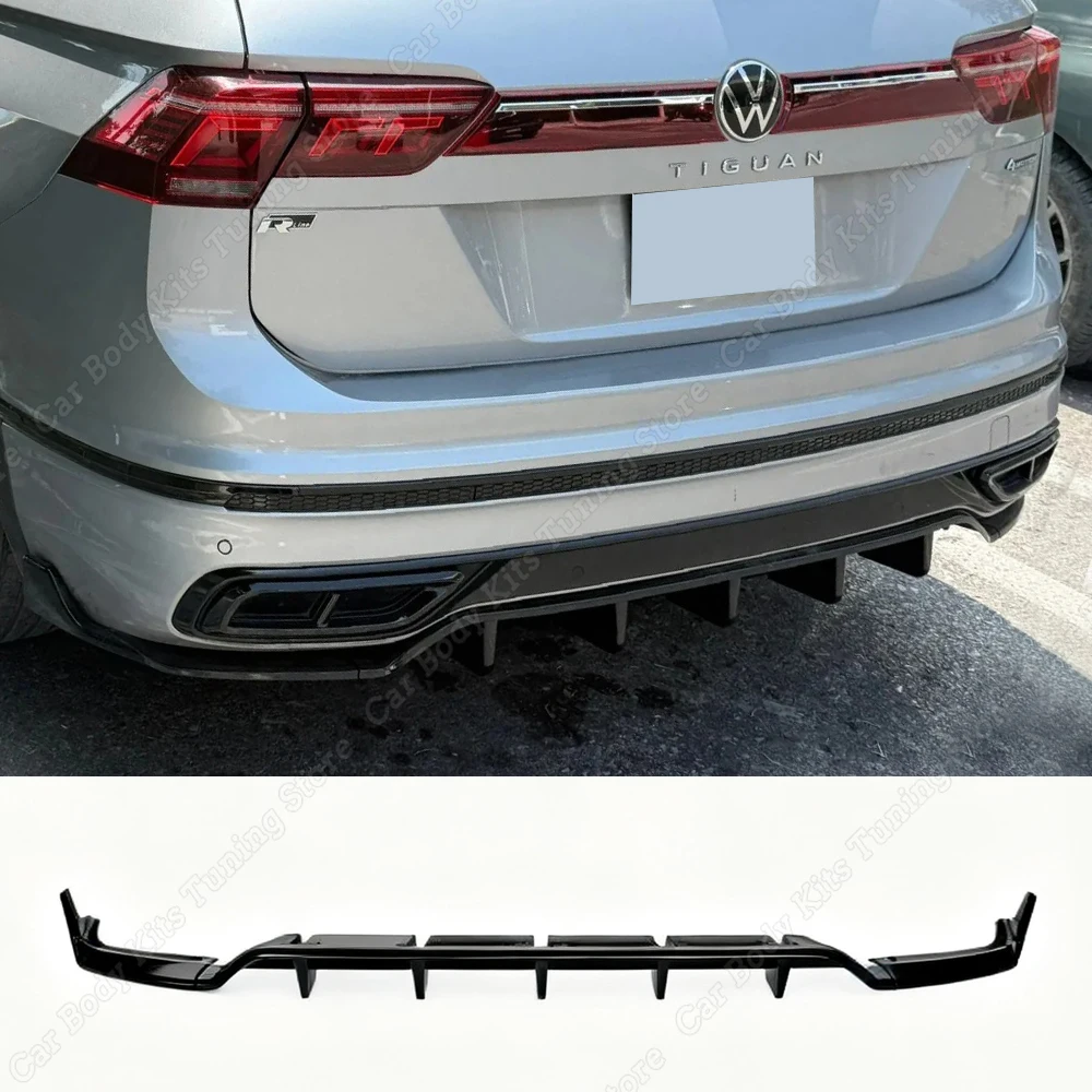 

For Volkswagen Tiguan MK2 European Version Rline 2021-2023 Facelift Rear Bumper Diffuser Valance Spoiler Splitter Modification