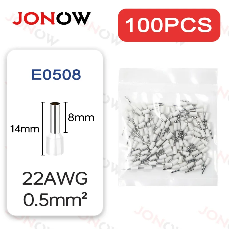 100PCS Röhren-Crimp-Klemmen Elektrokabel Aderendhülsen Steckverbinder E0508 E7508 E1008 E1508 E2508 E4009 E6012 Ringhülse – Detail 7