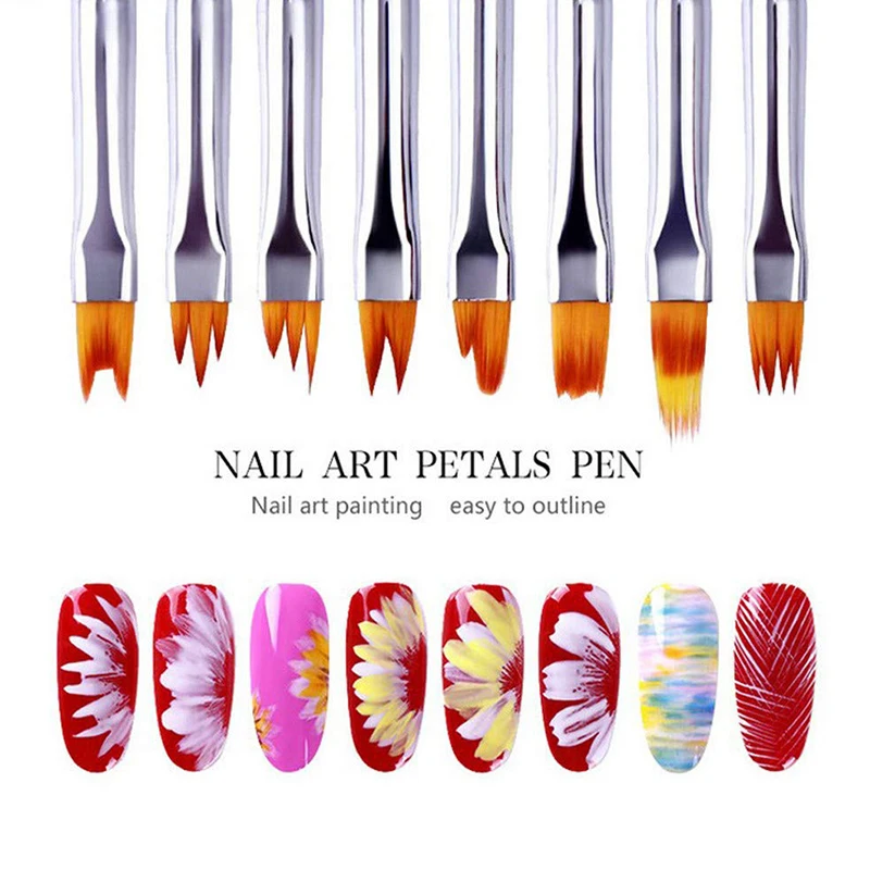 8-Piece Nail Art Flower Brushes, Professional Gradient & Floral Painting Tools, DIY Unique Nail Design Kit, Perfect Gift Choice