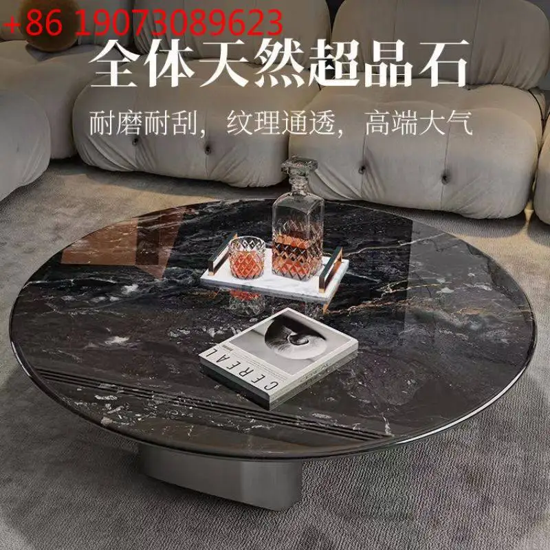 

Итальянский журнальный столик из микрокристаллического камня, минималистичный, для гостиной, с мраморной столешницей, круглый.