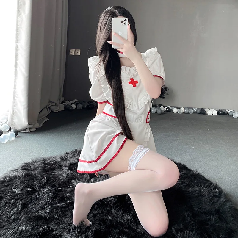 Women Sexy Nurse Costumes Erotic Cosplay Adult Nurse Uniform Halloween Roleplay Themed Party Dress Clubwear Sex Game Clothes