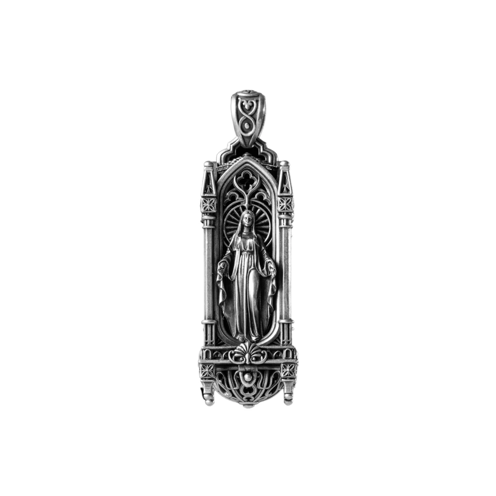 COPPERTIST.WU Sanctum Pendant Necklace White Bronze Gothic Cathedral Mary Pendant Jewelry Gift for Women Mom