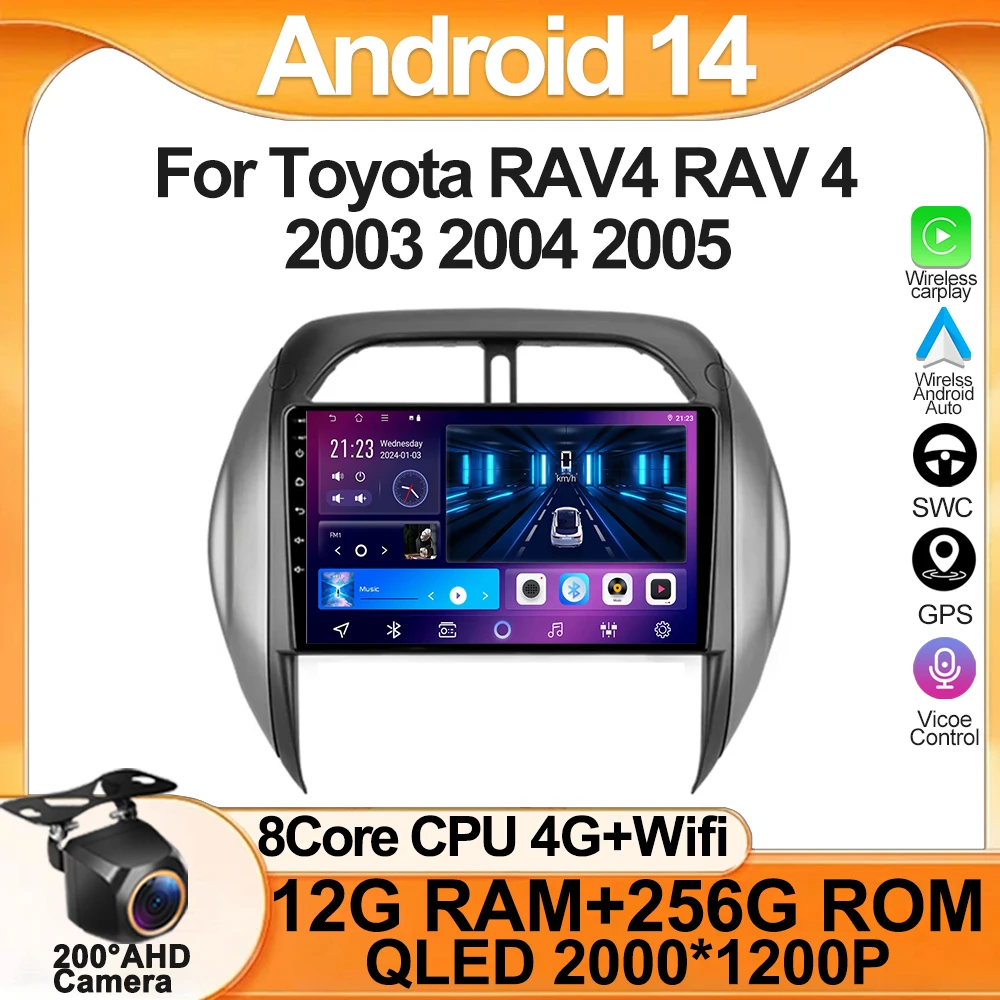 

For Toyota RAV4 RAV 4 2003 2004 2005 Carplay Auto Screen Wireless Android Auto Car Intelligent Systems AutoMotive Mirror Link 4G