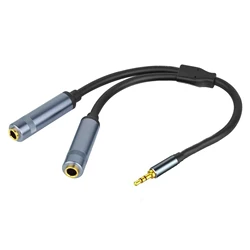 3.5mm TRS to Double 6.35mm Stereo Adapter Cord 1/8 inch Male to Dual 1/4 inch Female Jack Audio Extension Cable 30cm