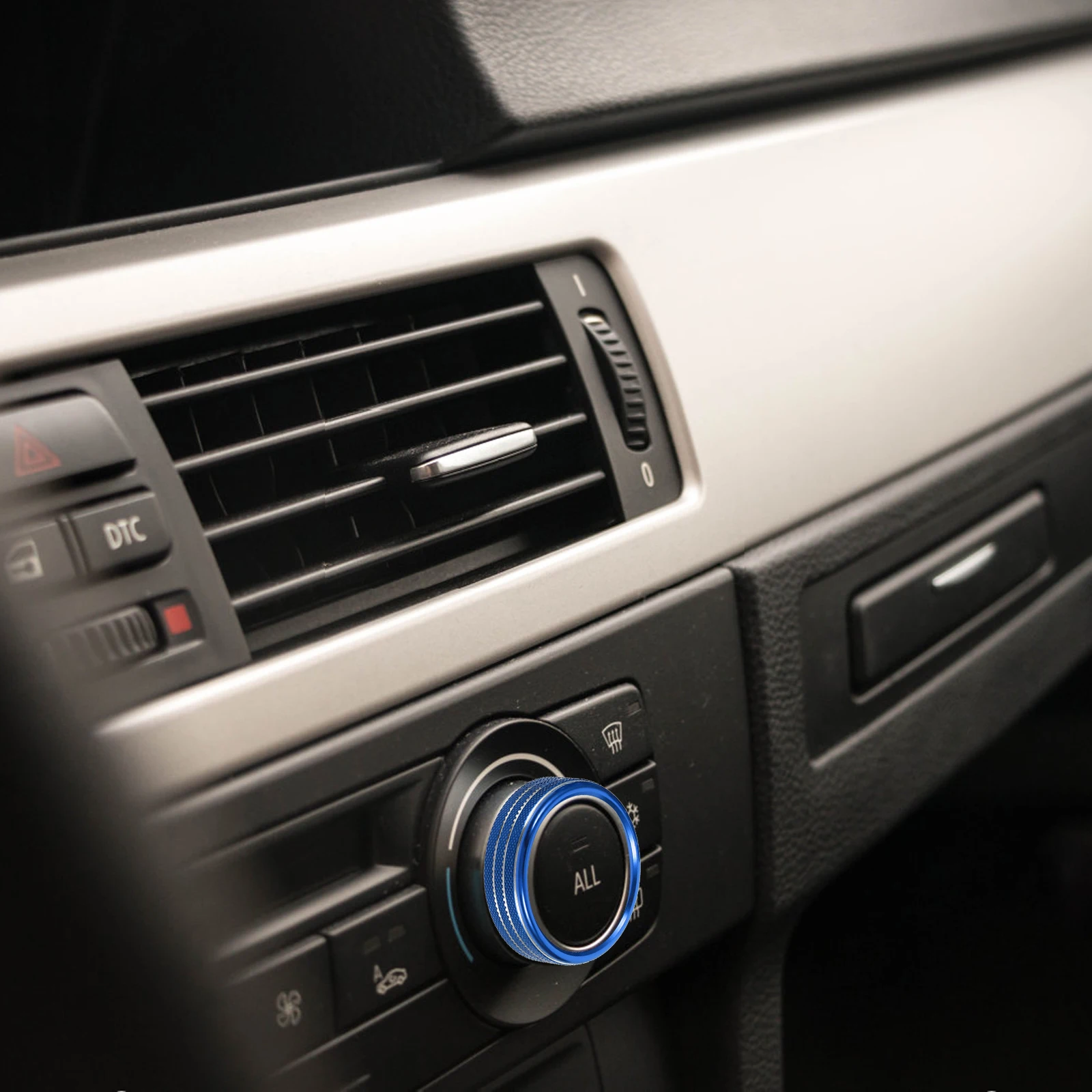 

4pcs Air Conditioner Switch Decoration Ring Car Knob Covers CD Trim Control Panel Aluminum Alloy Buttons Durable for