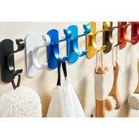 Colorful Wall Hanging Hook Heavy Duty No Punch Needed For Home Kitchen Bathroom Clothes Towel Hat Storage Aluminum Mounting Hook