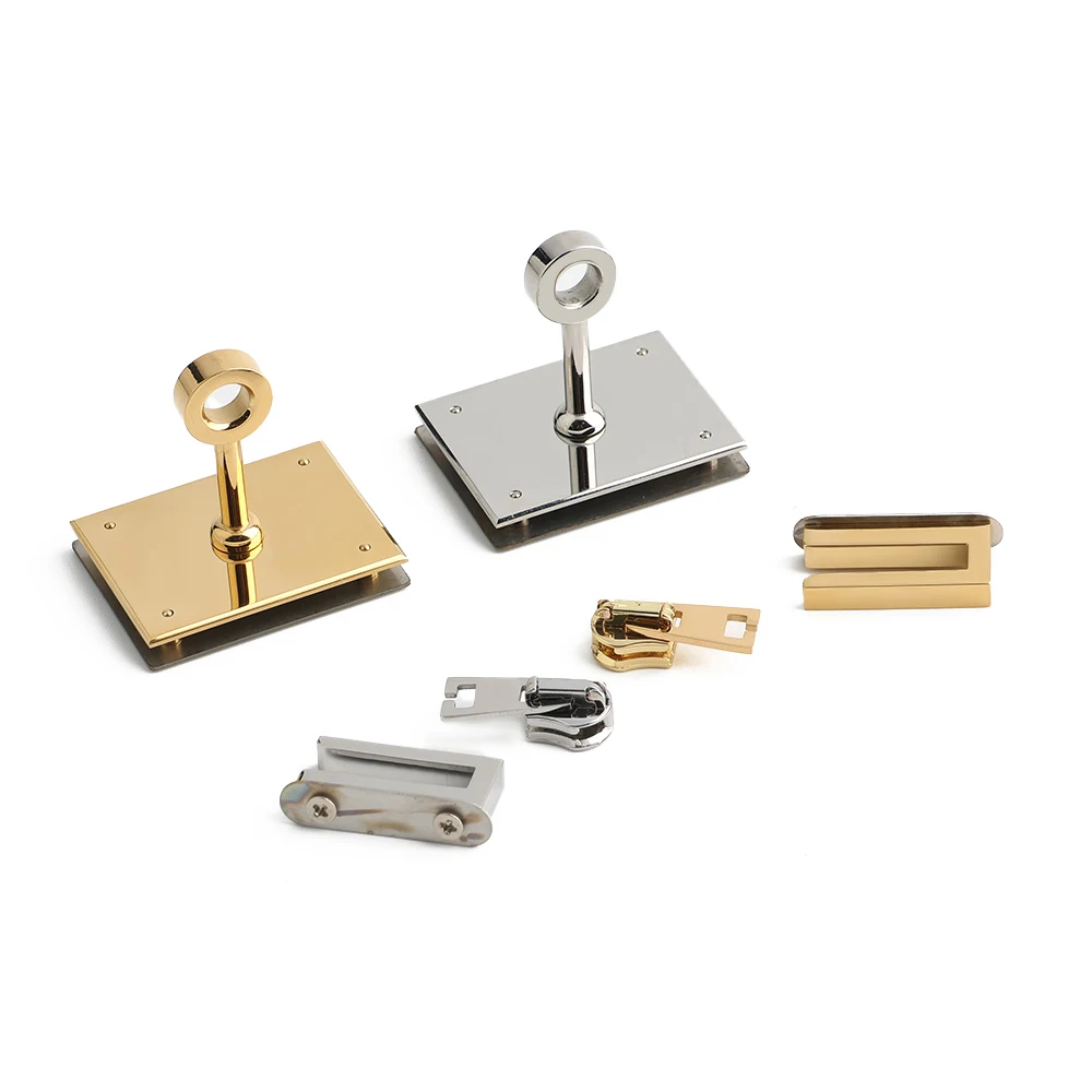 

2Sets Gold/Silver Stainless Steel Metal Set Locks For Shoulder Bags Twist Turn Lock Rectangle Eyelet Plate Rivets Accessories