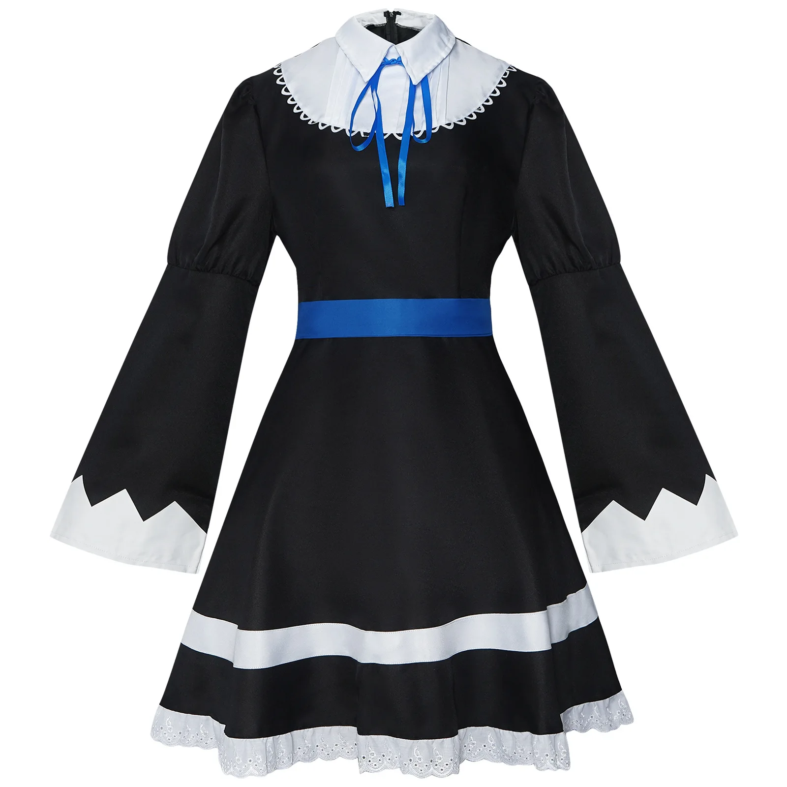Panty & Stocking Anime with Garterbelt Younger Sister Anarchy Stocking Cosplay Costume Gothic Maid Lolita Dress Wig Long Socks A view 4