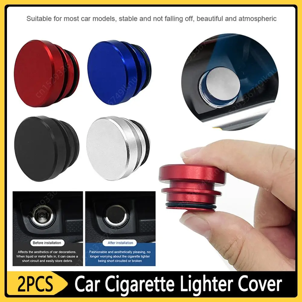 

2PCS Aluminum Alloy Car Cigarette Lighter Plug Cover Lighter Button Plugs Cap Dust Cover for Most Cars Accessories 12V Socket