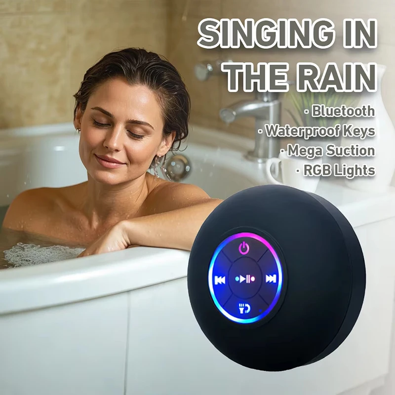 Family Portable Wireless Bluetooth Waterproof Suction Cup LED Small Speaker Car Bathroom Mobile Phone Listening to Music Stereo