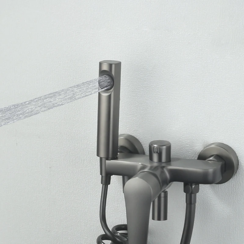

Bathroom Shower Set with Sprayer Wall Mounted Shower Faucet Set with Handheld Shower Bathroom Hot and Cold Mixer Valve Gray