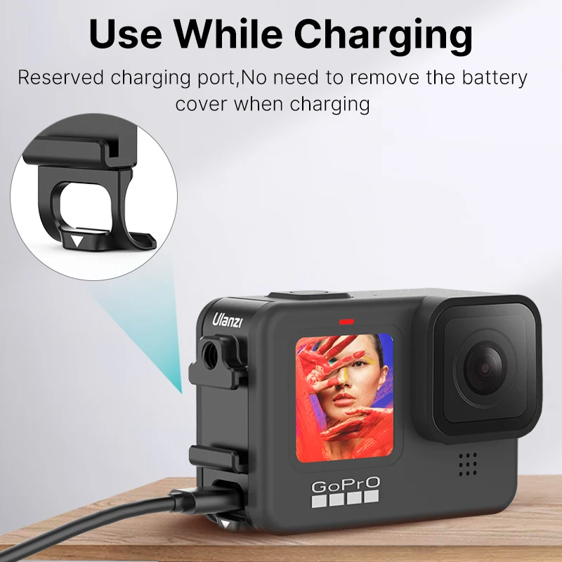 Ulanzi G9-6 Metalen Multifunctionele Batterij Cover Voor Gopro Hero 10 9 Batterij Deksel Met 1/4 ''Koud Schoen mount Microfoon Licht Invullen