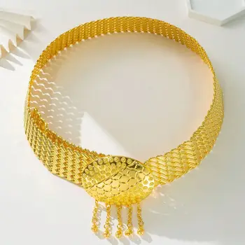女性のための金メッキの金属ベルト,エスニックスタイルの結婚式の宝石,フェスティバルの衣装,柔らかい