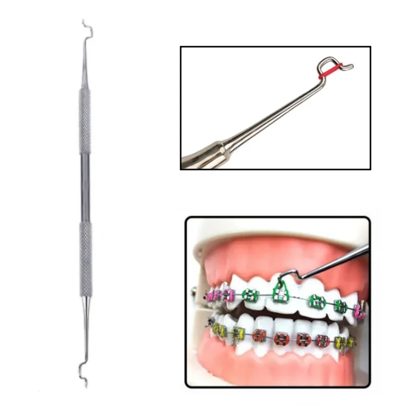 Dental Stainless Steel Ligature Tie Placement Tool Orthodontic Twirl-on Module Elastic Ligation Ring Holder Dentistry Instrument