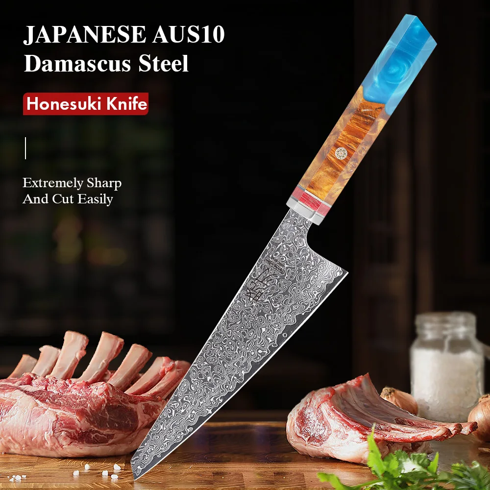 

6" Honesuki Knife 67 Layer Damascus Steel Professional Chef Knives Kitchen Japanese Hand Forged Utility Slicer Cut Cooking Tools