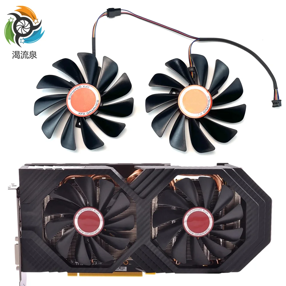 

2Pcs/set 95MM FDC10U12S9-C CF1010U12S CF9010H12S XFX RX580 GPU Cooling Fan For HIS RX 590 580 570 Graphics Card Cooler fan