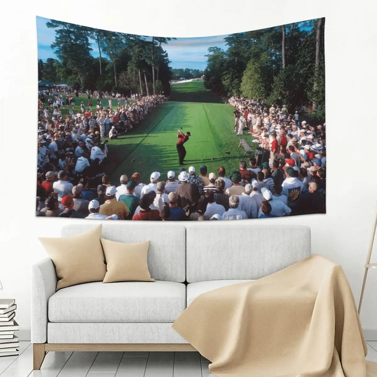

Tiger W, 2001 Masters, 18th Hole Tapestry Decorations For Room Room Aesthetic Decoration Aesthetic Tapestry
