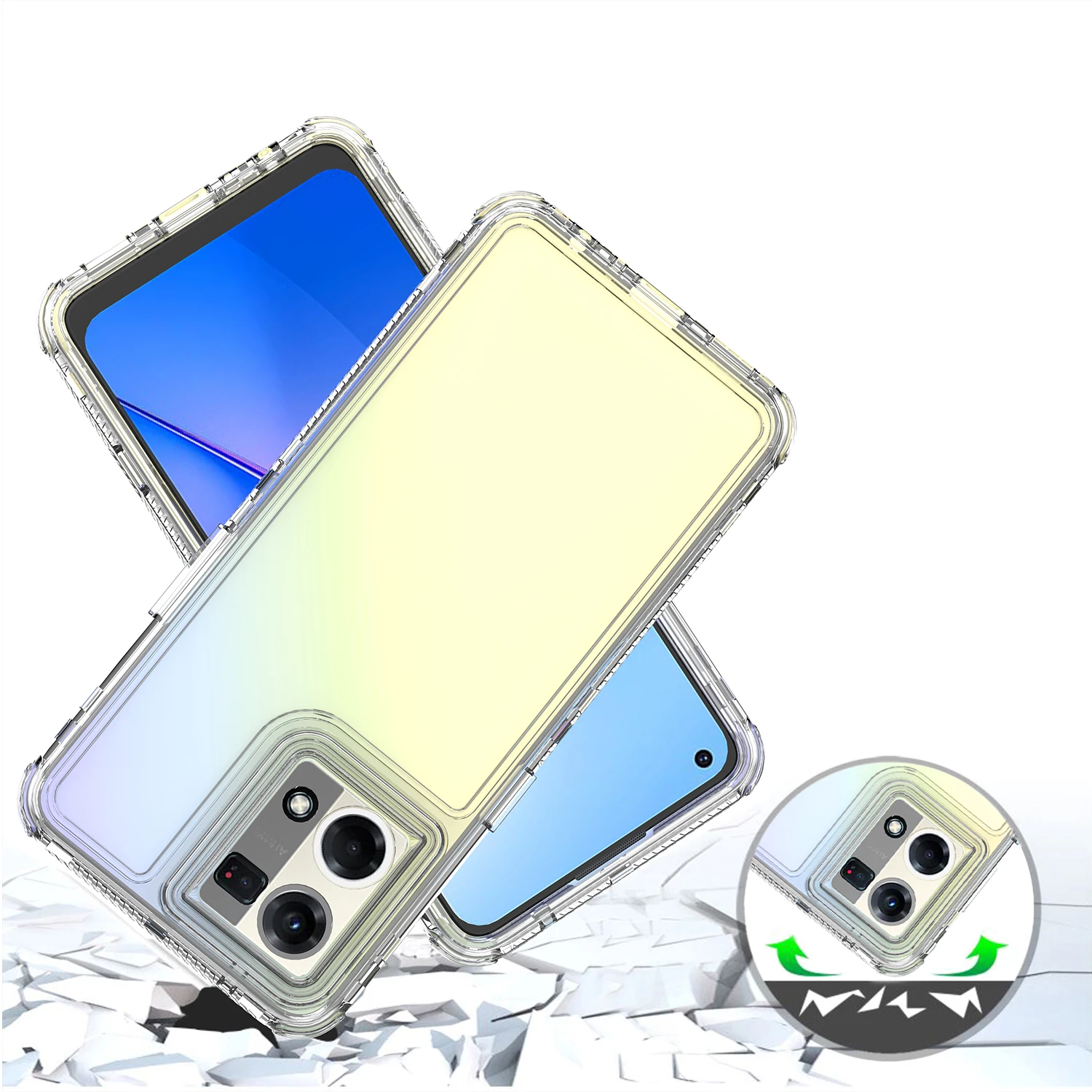 3 in 1 Rugged Armor Shockproof Phone Case For OPPO Reno 7 4G CPH2363 Hard Plastic Frame Transparent TPU Back Cover Fundas Capa