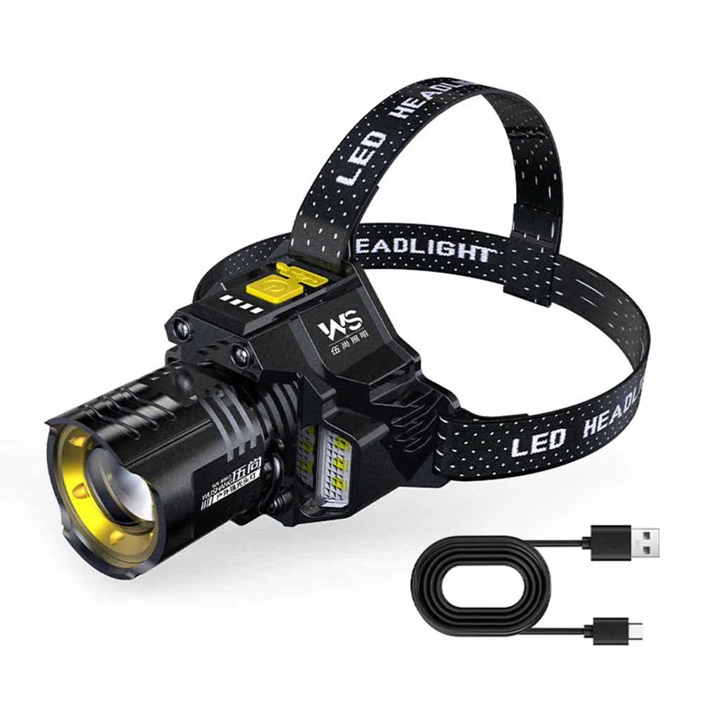 مصباح أمامي بمستشعر حركة 5 أوضاع إضاءة للتخييم في الهواء الطلق مصباح أمامي USB قابل لإعادة الشحن لإصلاح الجري #4