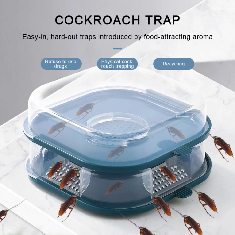 Efficient Cockroach Trap Killer Household Cockroach Trap Box Physical Capture Reusable Trap Large Capacity Widely Use Transparen