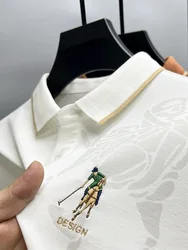 High end brand solid color long sleeved exquisite embroidered POLO shirt for men's fashion lapel T-shirt casual anti wrinkle top