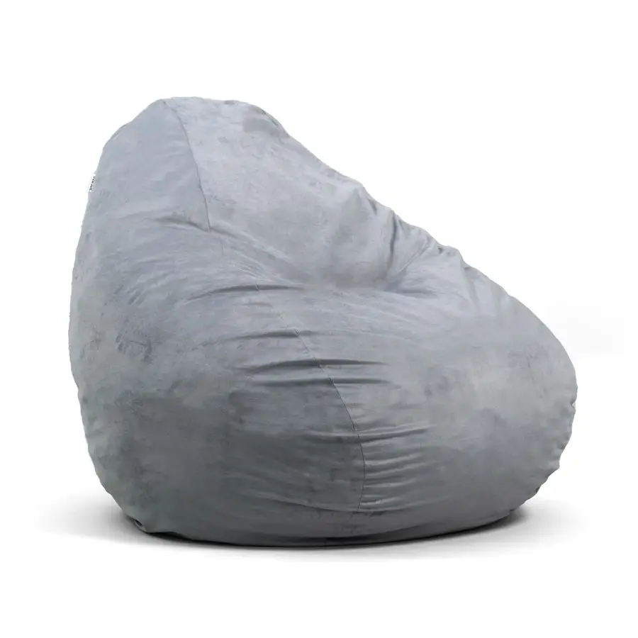 

Joe Lotus Foam Filled Teardrop Bean Bag Chair with Removable Cover, Gray Plush, Soft Polyester, 4 feet Big