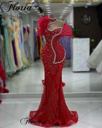 2024 New Special Red Celebrity Dresses Mermaid High Neck Crystals Prom Dresses For Women Vestidos De Noche Opening Ceremony Gown