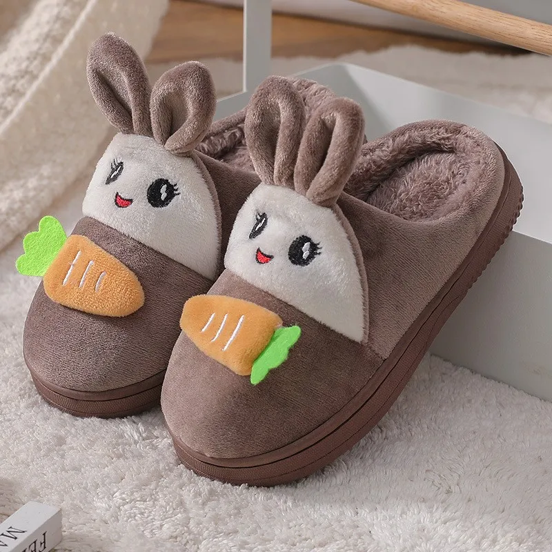 Winter Konijn Slippers Kinderen Meisjes Jongens Thuis Schoenen Baby Bont Slides Katoen Indoor Warm Pluizig Huis Kinderen Eenhoorn Slipper