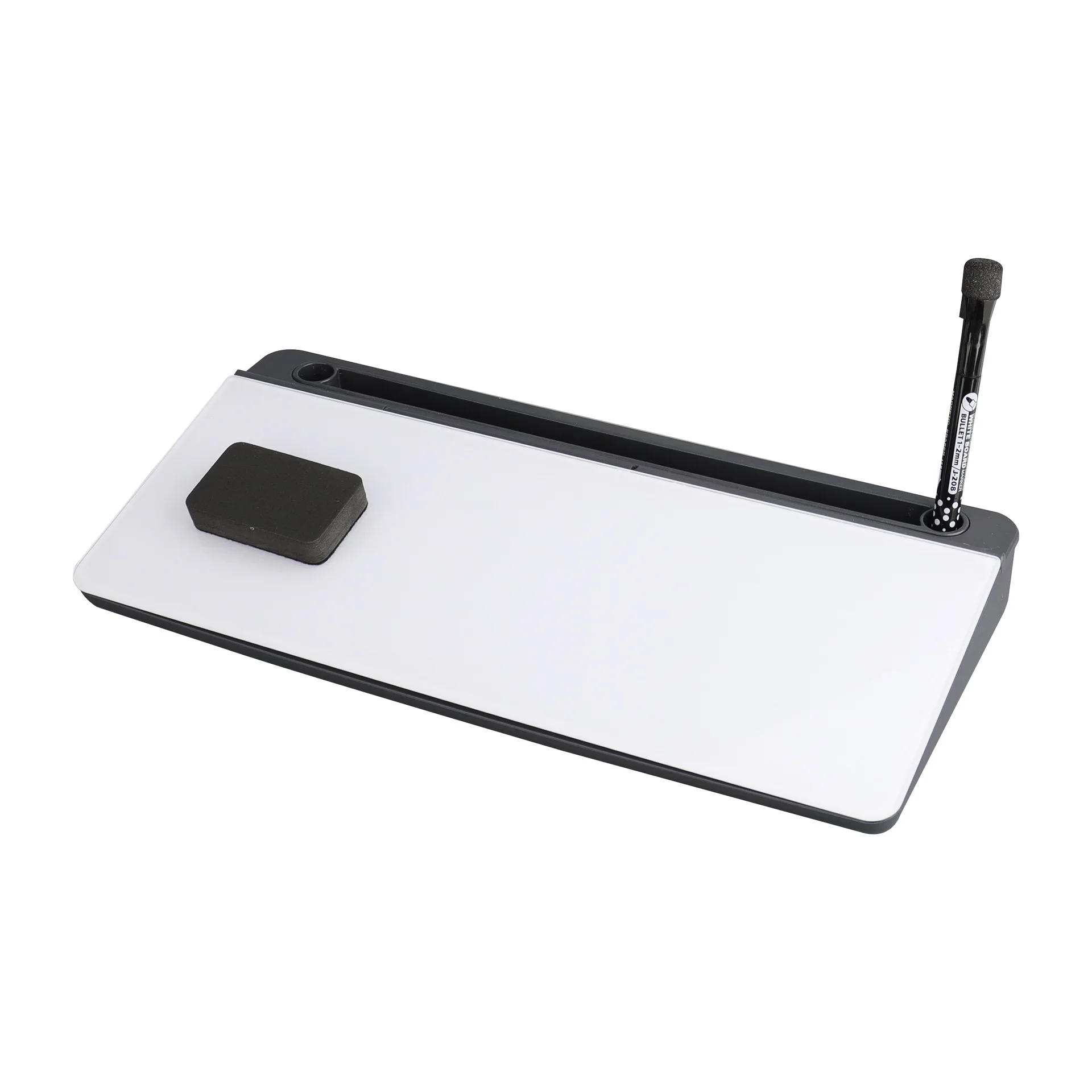 Multifunctional Desktop Glass Whiteboard with Card Slot Divided Storage Space Saving Circular Office Whiteboard Easy to Erase