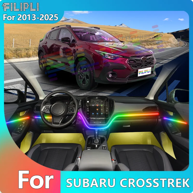 

FILIPLI For The SUBARU CROSSTREK For 2023 Music Sync Dynamic Atmosphere Light By App Control Sound Activated 64 RGB Colour Light