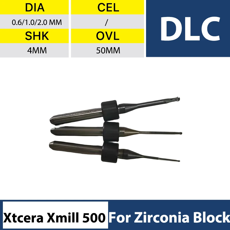 

XANGTECH Dental Xtcera Xmill 500 Цирконий DLC фрезерование инструменты для боров 0,6/1,0/2,0 мм для циркониевых блоков