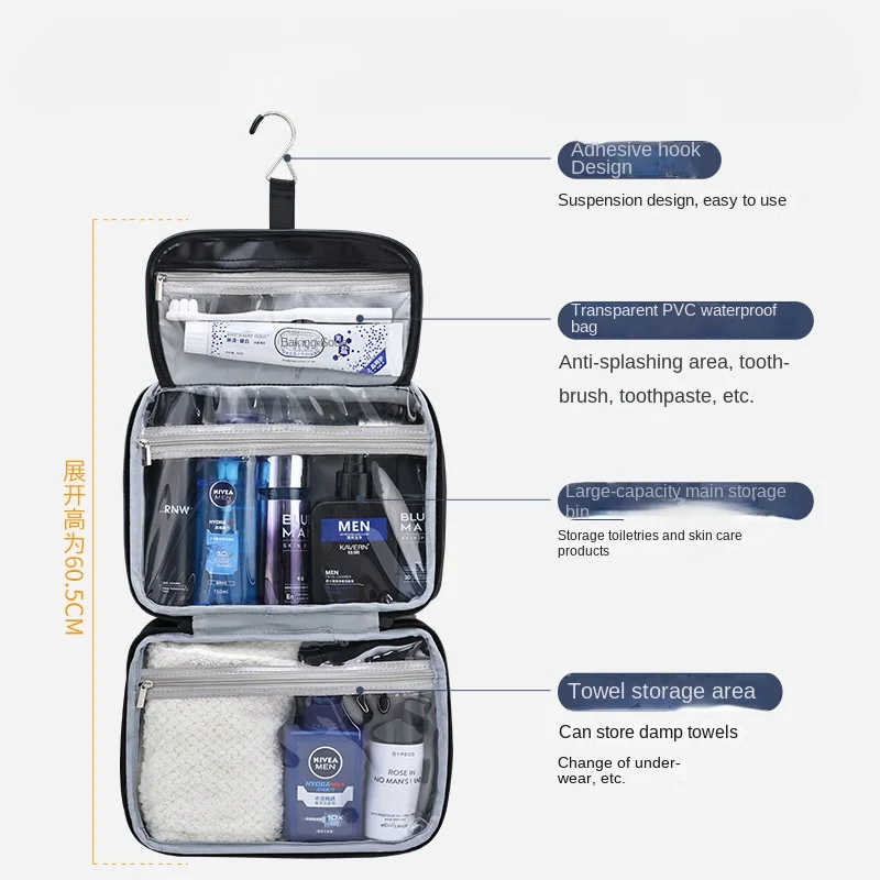 Borse per cosmetici da uomo Travel Essentials Cosmetics Organizer borsa portaoggetti pieghevole da appendere borsa per il trucco di lusso