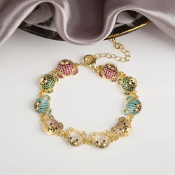 9 Colors Luxury Bear Shiny Zirconia Bracelet Classic Animal Adjustable Bracelet for Women Party Wedding Daily Wear Jewelry Gift