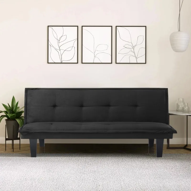 

Modern Futon Sofa Bed, Faux Suede Convertible Futon Sofa Bed with 3 Adjustable Backrest Angles,Compact Design for Small