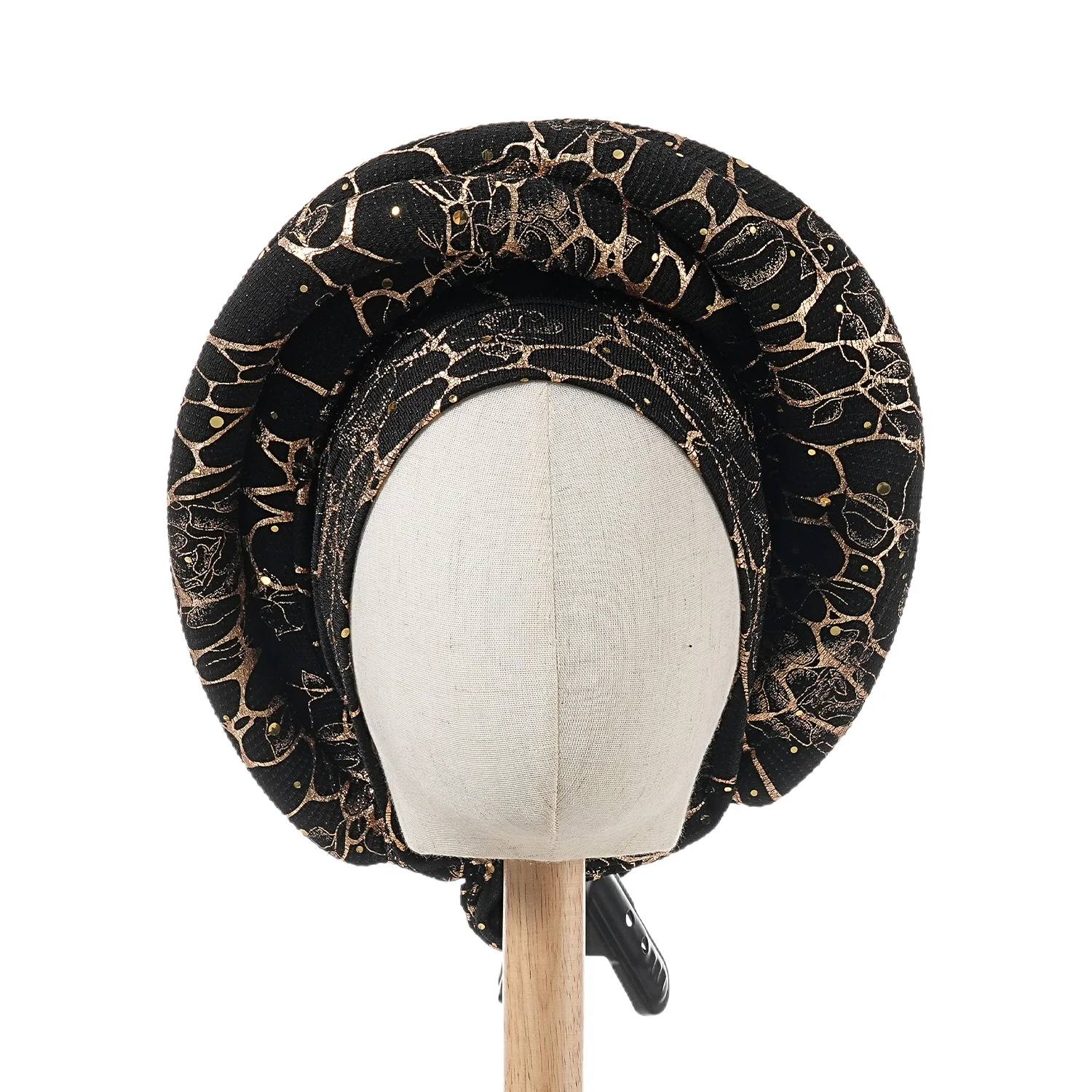 Motorhaube für Damen, Mütze, Turban, gefaltet, Knospe, exquisites Kopftuch, lässig, bequem, modisch, vielseitig, warm, Kreuzhut, Rand, Falten, Spitze – Detail 6
