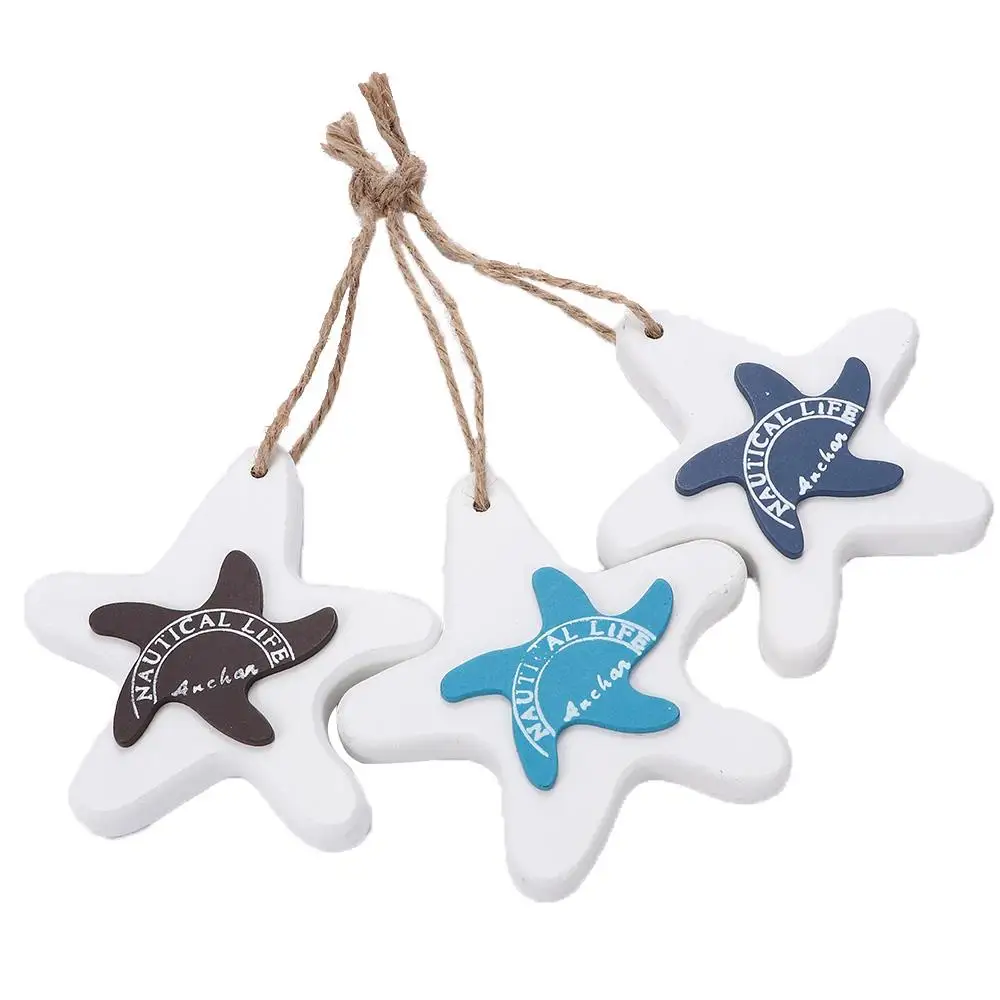 Decor Curtain Pendant Small Adorn Marine Pendant Wooden Starfish Fish Skewer Fish Nautical Decor Crafts Pendant Starfish String