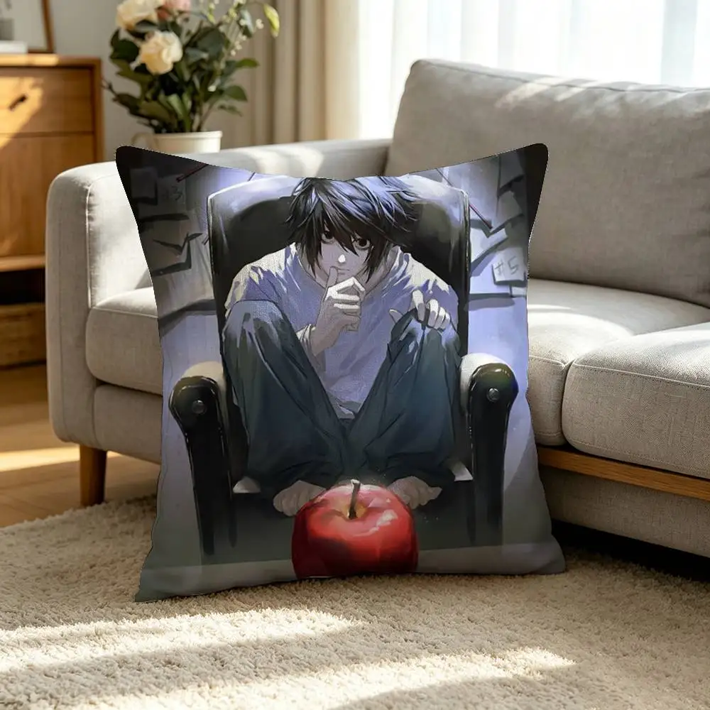 Anime D-Death Note L-Lawliet Square Double-Sided printed Pillow Case Bedroom Bedside Pillow Sofa Cushion Cover 4