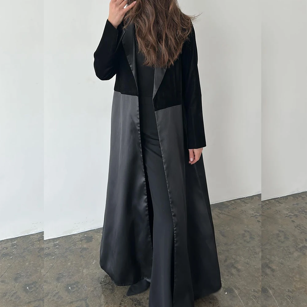 Formal Black Long Blazer for Elegant Women Luxury Notch Lapel Loose Daily Jacket 1 Piece Custom High Quality Female Clothing