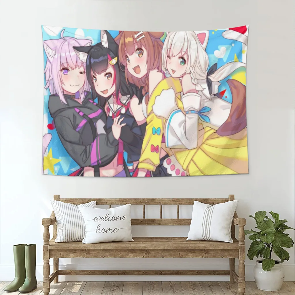 

Hololive Tapestry Kawaii Japanese Anime Cute Home And Decoration Wall Art Tapestries Room Decors