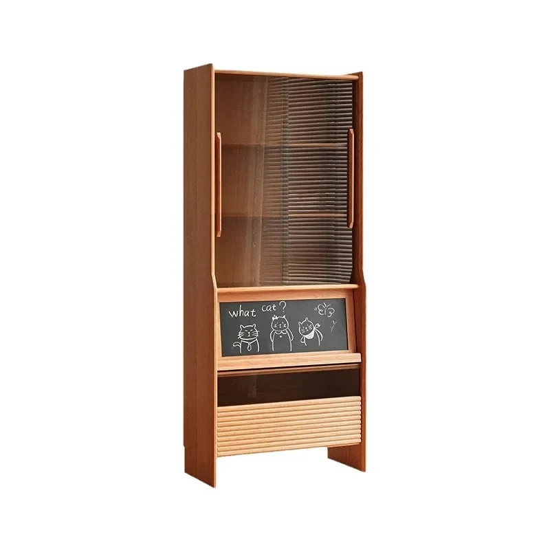 Nordic solid wood bookcase with glass door bookcase Japanese storage cabinet