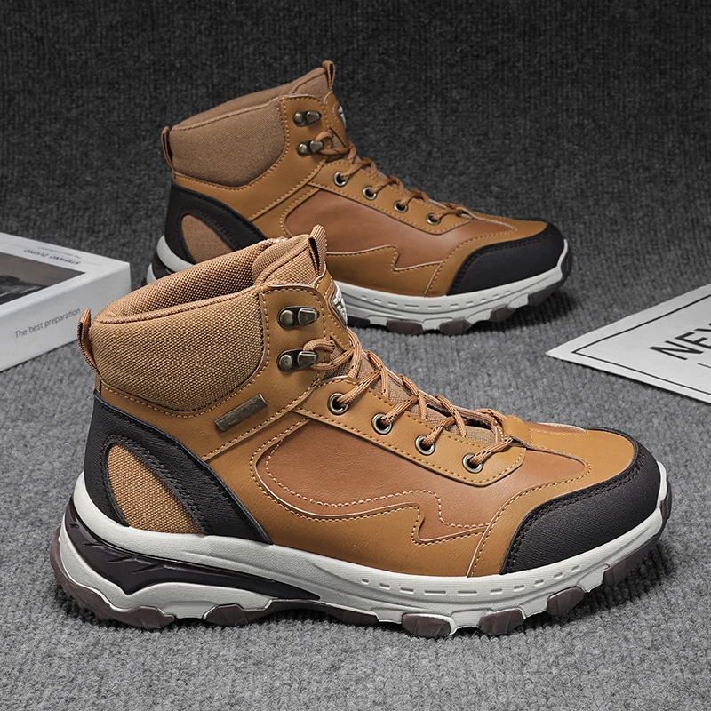 

Уличная альпинистская спортивная альпинистская ручка 2025 года, мужская кожаная повседневная обувь большого размера на шнуровке ручной работы, тактические ботинки