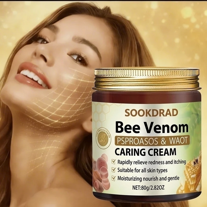 Bee Venom Caring Cream, Daily Use, Relieve Redness Itch, Moisturize Nourish, All Skin,80g/2.82oz