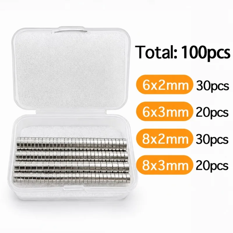 100 Stück 3D-Druck-Werkzeugset 3 Verschiedene Stile Leistungsstarke Neodym-Magnete für 3D-Druck DIY-Modelle DIY-Kühlschrankmagnete