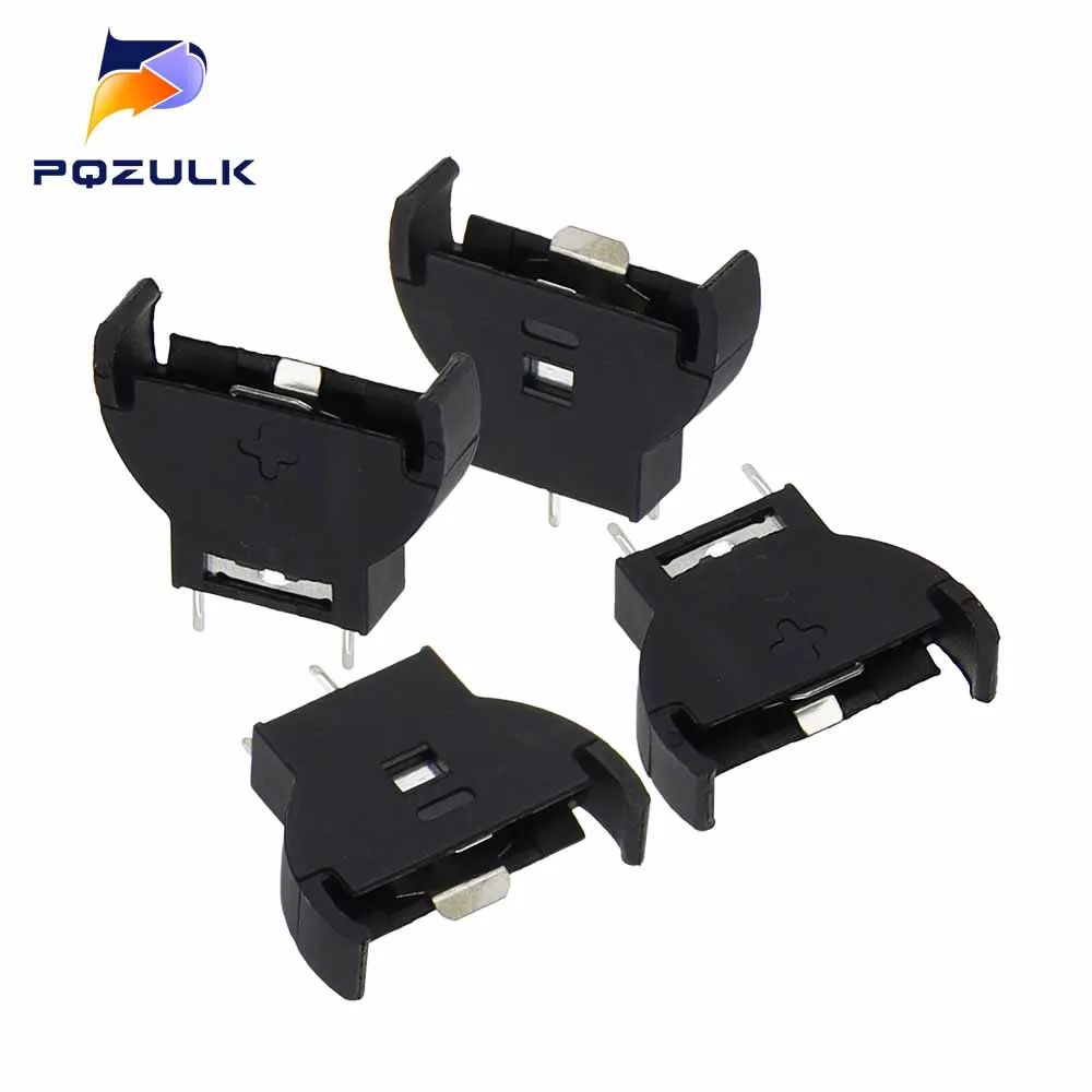 10PCS Black Plastic CR2032 2032 3V Half-Round Cell Coin Battery Socket Holder Case Module Battery Boxes Vertical Inline 3 Pins