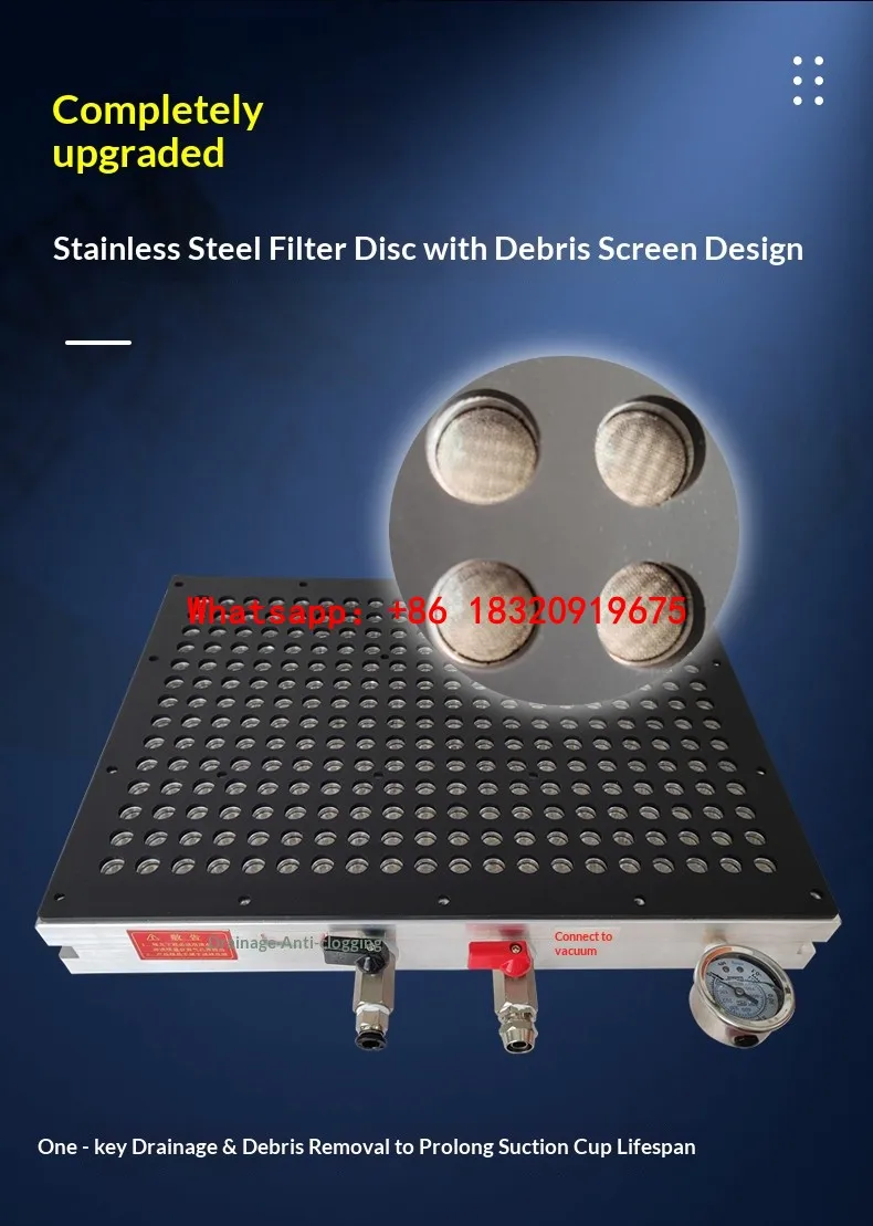 Cyclmotion Industrial multi-hole, multi-point CNC vacuum suction table for machining centers—gasket-free, open-grid design.