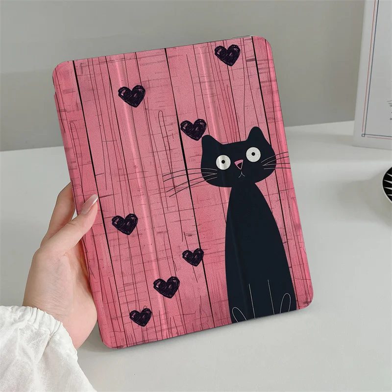 

Чехол Kawaii Cat для Apple iPad Air 2024 11 дюймов Air5/4 10,9 10 Gen 6/7/8/9 9,7 Air 3 10,2/10,5 дюйма, мини 6/5 Чехлы с держателем для ручек