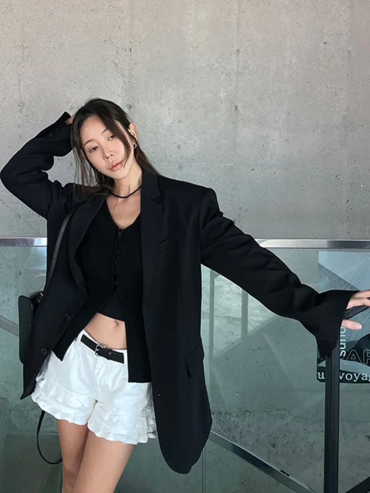 2022 Spring Faion Damen Bla gestricktes V-Ne-Cardigan-Oberteil zum Abnehmen mit Rüschen, zweiteiliges Set Ele Sle